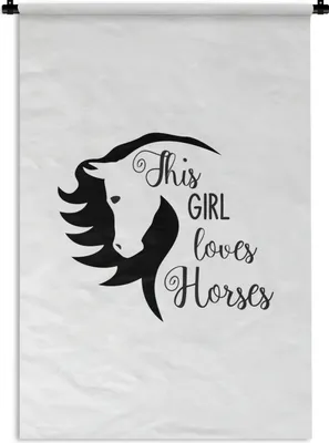 Produktbild von MuchoWow® Wandteppich Wandbehang Pferd - Zitate - Schwarz - Weiß 120x180 cm Tapisserie Dekoration Wandtuch - Schlafzimmer - Dekorationen für das Haus