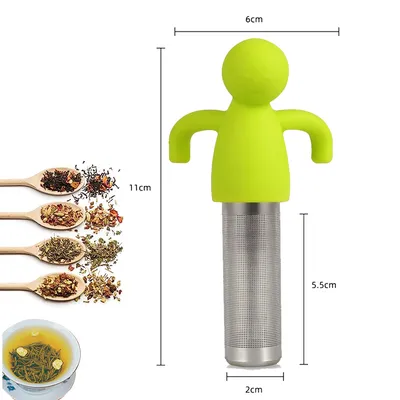 Produktbild von Tea Infuser, 304 Edelstahl Teesieb, Lustig Teesieb Tasse, Teesieb, Teesieb Silikon, mit Griff aus Silikon, für Tasse,(Grün)