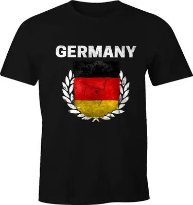 Produktbild von EM WM T-Shirt Herren Fußball Deutschland Vintage Flagge Fanshirt MoonWorks®  XL