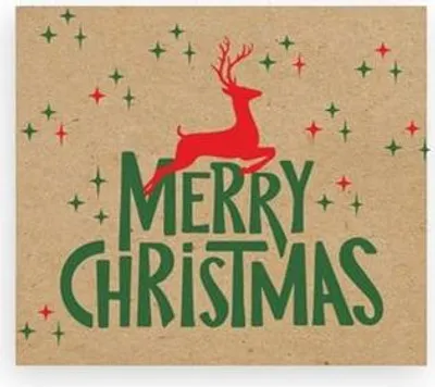 Zdjęcie produktu dla Naklejki Kraft 35x40mm Merry Christmas +Jelonek, 200szt.