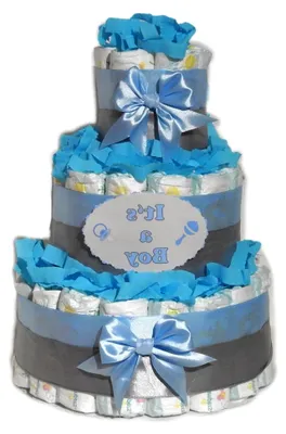 Produktbild von Windeltorte | Geschenk zur Geburt | Windelgeschenk für Jungen | It's a Boy blau-grau