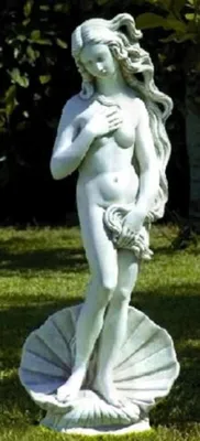 Produktbild von Casa Padrino Jugendstil Gartendeko Skulptur / Statue Venus mit Muschel Grau Ø 32 x H. 85 cm - Steinfigur Gartenskulptur