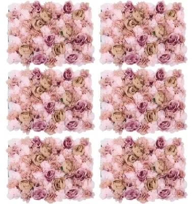 Produktbild von Künstliche Blumenwand - Seidenblumenpaneele - 6-teilig - Rosen - DIY - Für Hochzeit Und Jubiläum