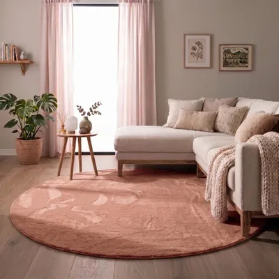 Produktbild von Volero - Flauschiger Teppich Rund - Cozy Rosa - Ø 230cm - Wohnzimmer, Schlafzimmer, Büro, Jugendzimmer - Modern, Skandinavisch