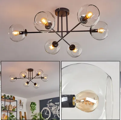 Produktbild von Cesaro Deckenlampe aus Metall/Glas in Schwarz/Klar