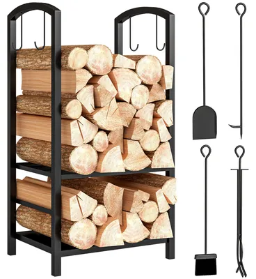 Produktbild von Outsunny Kaminholzständer Brennholzregal Feuerholzablage 2 Schichte