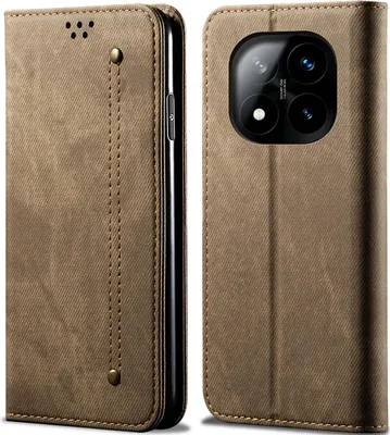 Obrázek produktu pro Pouzdro pro Xiaomi Redmi Note 14 Pro+ 5G, Kožené Peněženkové Pouzdro s Magnetickým Uzavíráním a Stojánkem Khaki