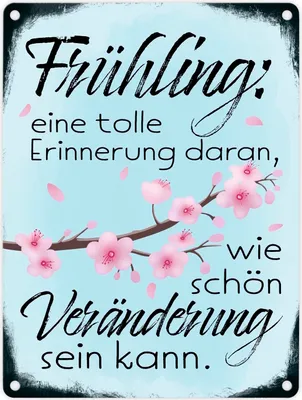 Produktbild von Frühling Metallschild in 15x20 cm im Used Look mit schönem Spruch