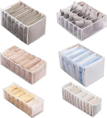 Produktbild von Famanu Kledingorganizer 6 Stück Sichtbare Schubladenteiler - Faltbare Schubladenteiler für BHs, Socken, Krawatten, Leggings - Weiß