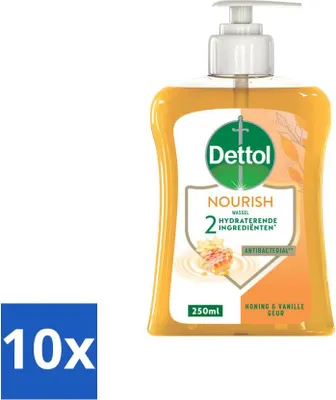 Obrázok produktu pre Dettol Mydlo na ruky Výživné med a vanilka 250 ml - Hodnotné balenie - 10 tyčiniek