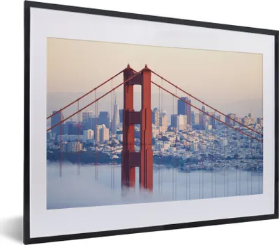 Produktbild von MuchoWow® MuchoWow® Gerahmtes Poster Nebel um die Golden Gate Bridge und San Francisco 40x30 cm - Poster mit zchwarzem Bilderrahmen - Bilderrahmen - Poster im Rahmen