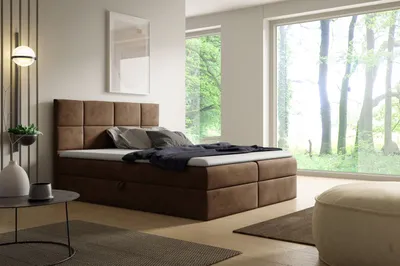 Obrázek produktu pro Kontinentální postel 200x200 DINARA s úložným prostorem - tmavě hnědá + topper