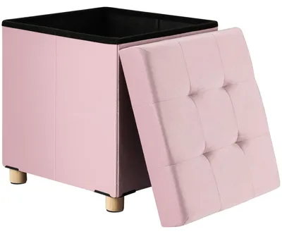 Produktbild von Hocker, rosa Samt, 42 x 38 x 38 cm, faltbar