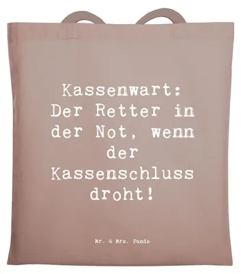 Produktbild von Mr. & Mrs. Panda Tote Bag Spruch Kassenwart Held - Braun Pastell - Geschenk, Tasche, Kassenschluss, Gemeinschaft, Uni, Berufsalltag, Engagement, Schultasche, Berufsleben