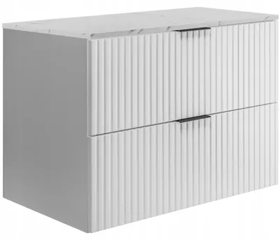 Obrázek produktu pro Rodan | Skříňka pod umyvadlo Bílá 60 cm - Deska bílý mramor - 3 barvy úchytek v sadě - Soft-Close