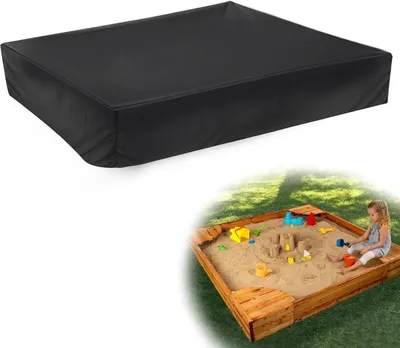 Produktbild von Sandkasten Abdeckung 120 x 120 x 20cm, Wasserdicht 210D Oxford-Stoff Kordelzug Sandkastenabdeckung Sandkastenplane Abdeckplane
