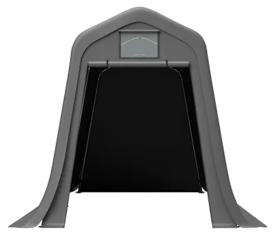Produktbild von Zimilo Geräteschuppen 366x213x225cm mit Spitzdach, PE-Plane wasserdicht UV-beständig, Rolltor mit Belüftungsfenster, Stahlrahmen, inkl. L-Erdnägeln
