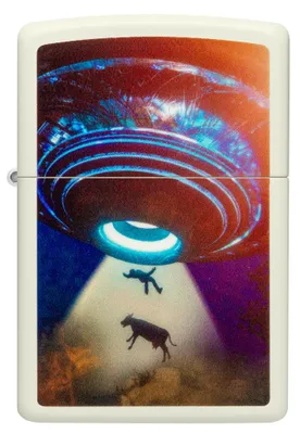 Productafbeelding van ZIPPO - UFO Design - Wit, mat oppervlak, oplichtend groen, alien aansteker, navulbaar, benzine, artikelnummer 60006091
