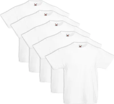 Immagine prodotto di Fruit of the Loom 5x Maglietta originale per bambini 100% Baumwolle Weiß Gr.116