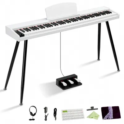 Produktbild von FCH 88-Tasten E-Piano halbgewichtete Tasten, Digital Keyboard mit Dual-Bluetooth, Aufnahmefunktion, Transponierung & Dual-Keyboard-Funktion,Weiß