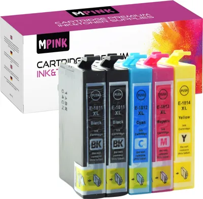 Produktbild von 5x Druckerpatronen für Epson T1811 T1812 T1813 T1814 CMYKK Expression Home XP-30 102 200 202 205 210 Series