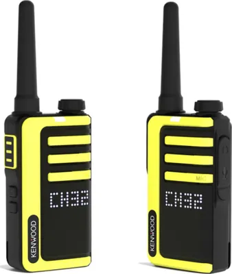 Two Kenwood UBZ-LJ9SET PMR-Funkgeräte are shown side-by-side against a white background.
