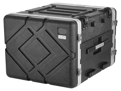 Image de SucceBuy, rack de 8U avec une profondeur standard de 480 mm, armoire serveur en matériau ABS, équipée d'une poignée rétractable et de serrures, adaptée pour les amplificateurs (hauteur de rack de 7U et hauteur de roulettes de 1U), profondeur intérieure de 468 mm