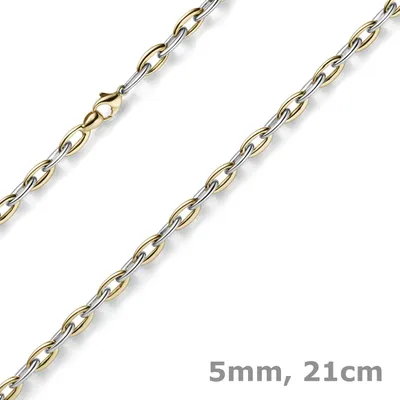 5mm-Armband-Phantasiekette-585-Gold-gelb-weiß-21cm