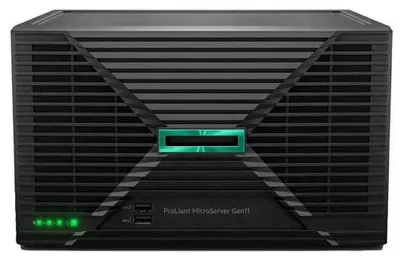 Produktbild von HPE ProLiant MicroServer Gen11 - Server - Ultra-Micro-Tower - 1-Weg - 1 x Xeon 6325P / 3.5 GHz - RAM 32 GB - SATA - nicht Hot-Swap-fähig 8.9 cm (3.5") Schacht/Schächte - HDD 2 x 4 TB - 1GbE - kein Betriebssystem - Monitor: keiner - Smart Choice