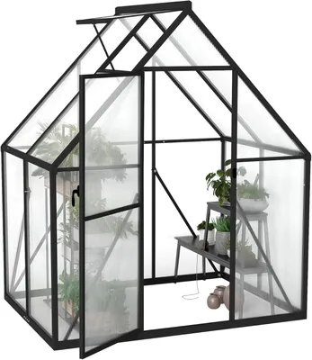 Zdjęcie produktu dla SZKLARNIA OGRODOWA 125 x 180 x 195 CM Z KOTWĄ GRUNTOWĄ Z ALUMINIUM PŁYTY PC