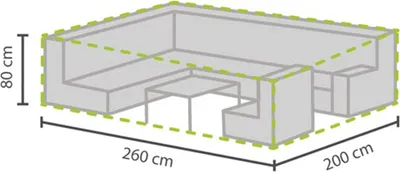 Produktbild von Perel Rechteckige Schutzhülle für Gartenset 260 x 200 x 80 cm, wasserdicht und UV-beständig, robuste
