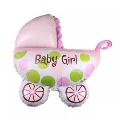 Image de Ballon de baudruche Baby Girl, landau rosa, env. 79 x 66 cm
