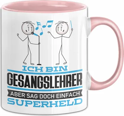 Produktbild von Gesangslehrer Geschenk Tasse Ich Bin Gesangslehrer Aber Sag Doch Einfach Superheld Lustige Geschenkdiee für Gesangslehrer Kaffee-Becher (Rosa)