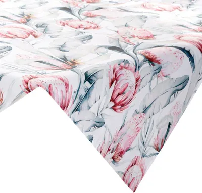 Obrázek produktu pro Eurofirany 466826, Obdélníkový, Bílá, Polyester, Pásový ubrus, Květinový vzor, 85 x 85 cm
