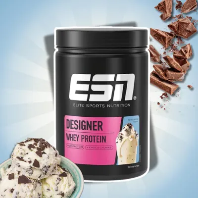 Produktbild von ESN Designer Whey Protein Pulver 908 g – Verschiedene Geschmacksrichtungen zur Auswahl: Cinnamon Cereal + Heartforcards Versandschutz