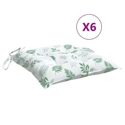 Zdjęcie produktu dla vidaXL Poduszka na krzesło 6 szt. Wzór liści 50x50x7 cm Tkanina Oxford