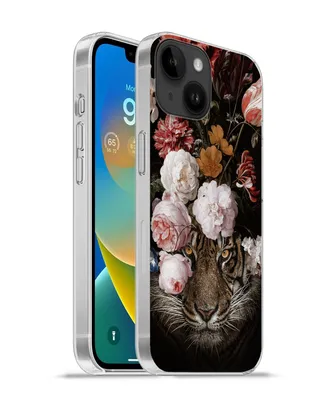 Produktbild von MuchoWow® Handyhülle Schutzhülle Hülle für Apple iPhone 14 - Softcase Tiger - Blumen - Kunst Silikon Softcase Handy Hülle - Mobiltelefonhülle