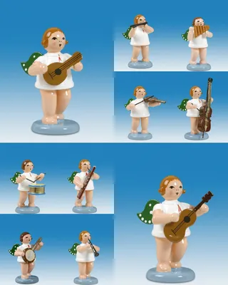 Produktbild von Holzfigur Engelmusikanten 10-teilig ohne Krone Höhe 6cm NEU