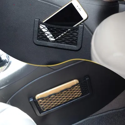 Produktbild von Auto-Aufbewahrungsnetztasche, multifunktionale selbstklebende Handyhalterung, Netz-Organizer-Tasche für Innenzubehör