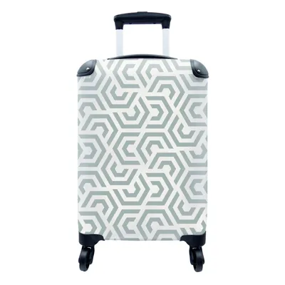 Produktbild von MuchoWow® Koffer Handgepäck Trolley Rollkoffer Kleine Reisekoffer mit 4 Rollen - Design - Linie - Muster - Grün - Cabin Size < 55x40x23 cm & 55x40x20 cm - Fotokoffer - Kabinenkoffer - Boardgepäck - Reise-Box - Reisekoffer - Reisegepäck - Koffer mit Bild - Trolley für Kinder