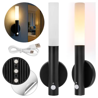 Produktbild von MasterLED Wandleuchte – 225×70×35 mm – 4000K – 250 lm/2,5 W – schwarz – wandleuchte mit bewegungsmelder – wandleuchte akku – STICK