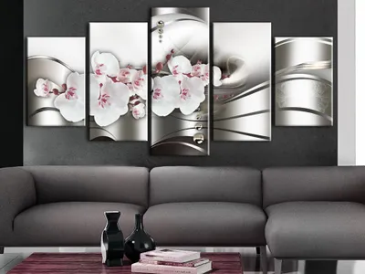 Produktbild von Akustikbild Abstrakt Blumen 200x100 cm Bilder Akustikschaum Hochleistungsschallabsorber Schallschutz Leinwand 5 tlg Wandbild Raumakustik Schalldämmung b-A-0172-b-n