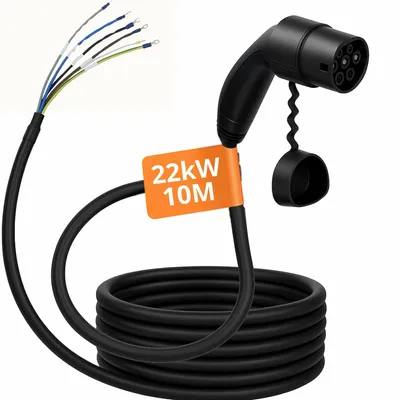 Produktbild von Loady Typ 2 Ladekabel mit offenem Ende – 22 kW – 3-phasig 32A – Wallbox Ersatzkabel – 10m