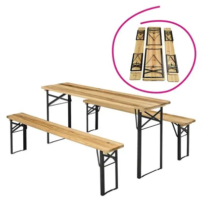 Obrázek produktu pro Kondela Pivní set Loris 1+2 - přírodní / černá