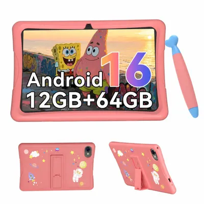Obrázok produktu pre Tabwee K10 Kids 10.1" Rosa Tablet, Google Kids Space, 4GB RAM+64GB ROM, Android 15 WiFi Tablet für Kind mit Kindgerechte Hülle und Stift, 5000mAh