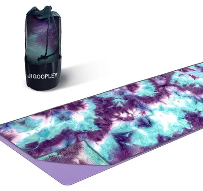 Immagine prodotto di Asciugamano antiscivolo per yoga, in microfibra, ad asciugatura rapida, colore viola e verde