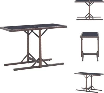 Immagine prodotto di vidaXL Tavolo da giardino marrone 110×53×72 cm in vetro e poly rattan - Tavoli da giardino