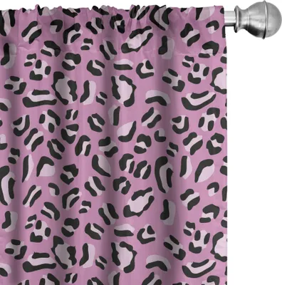 Immagine prodotto di ABAKUHAUS Tende Leopard, tende, gruppo di sfondi stampati in pelle Grafica femminile carina, 2 pezzi 75 x 175 cm, grigio rosa