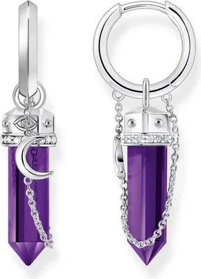 Immagine prodotto di Orecchini a cerchio con pendente in ametista e catena - Thomas Sabo Modello: CR722-643-13