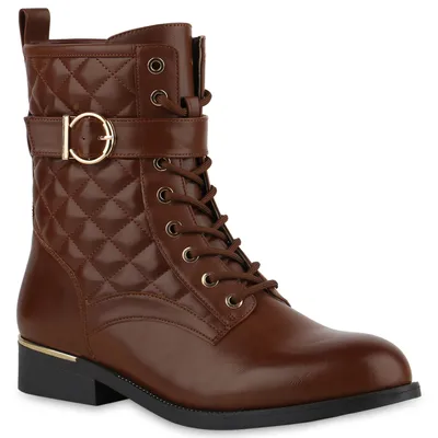 Produktbild von VAN HILL Damen Schnürstiefeletten Stiefeletten Übergrößen Gesteppte Schuhe 840811, Farbe: Hellbraun, Größe: 42